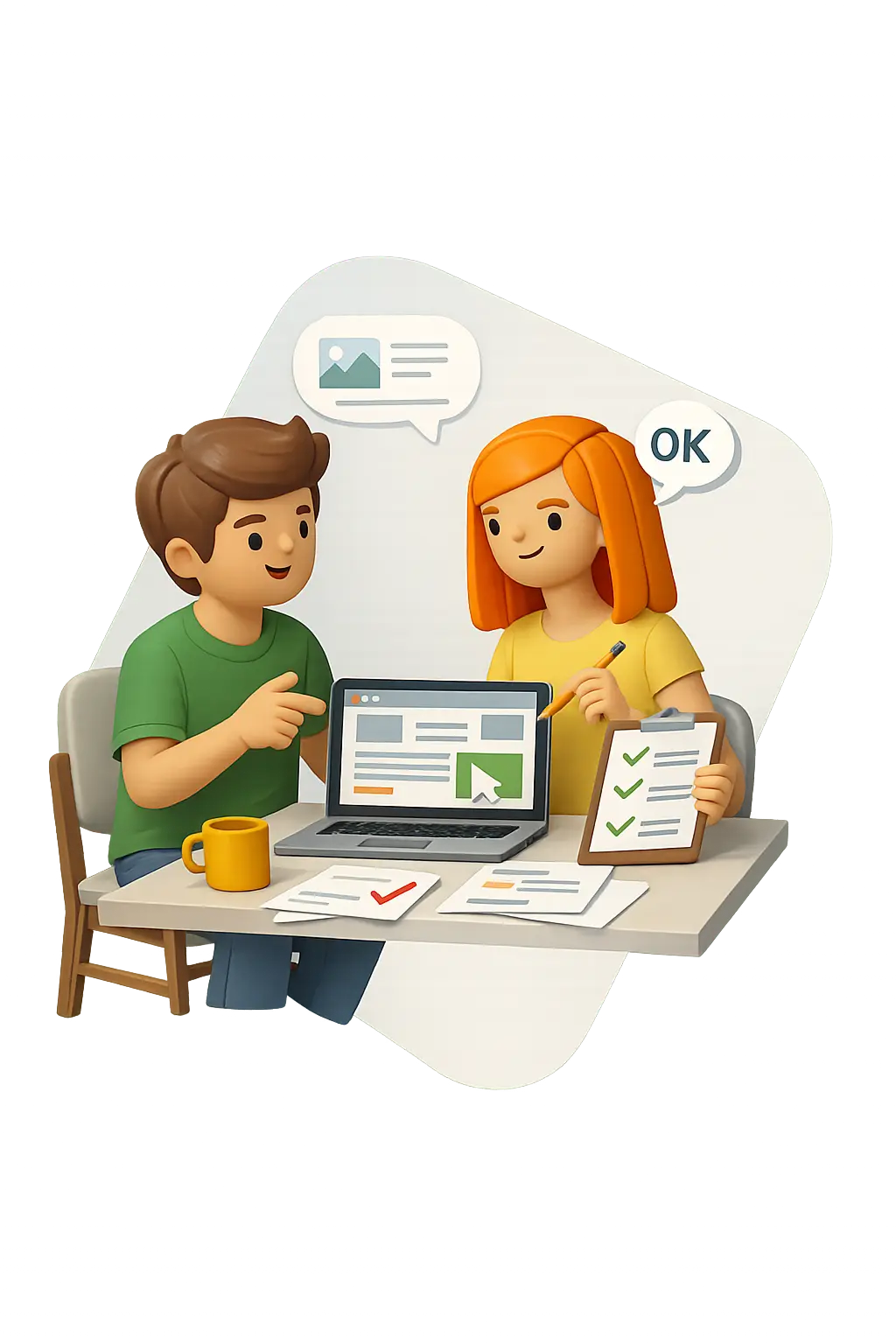 Illustration montrant la validation des derniers ajustements avant la mise en ligne d’un site web
