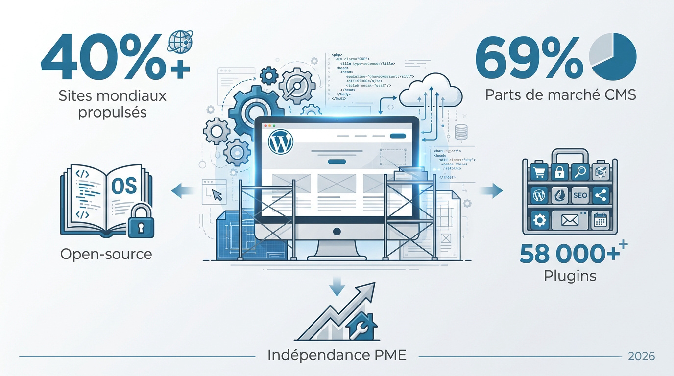 Interface de gestion WordPress pour site d'entreprise