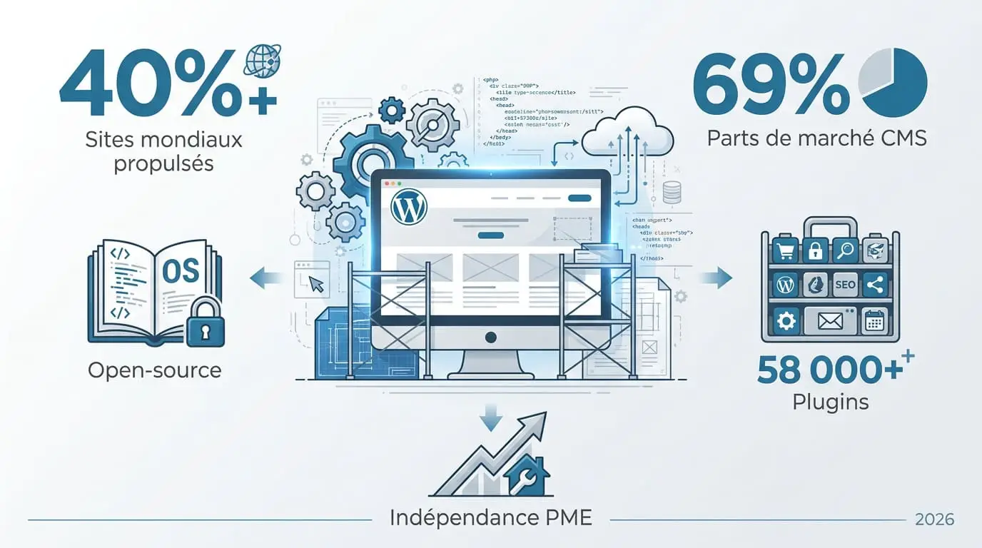 Interface de gestion WordPress pour site d'entreprise