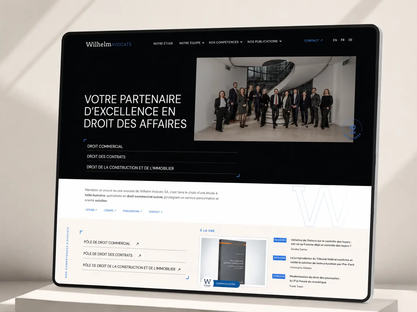 Aperçu du site de Wilhelm Avocats après sa refonte par PRIMAO