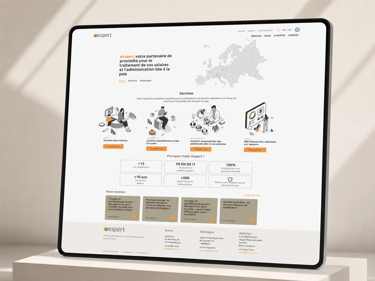 Aperçu du site d’Ekspert accompagné par PRIMAO en maintenance WordPress et SEO