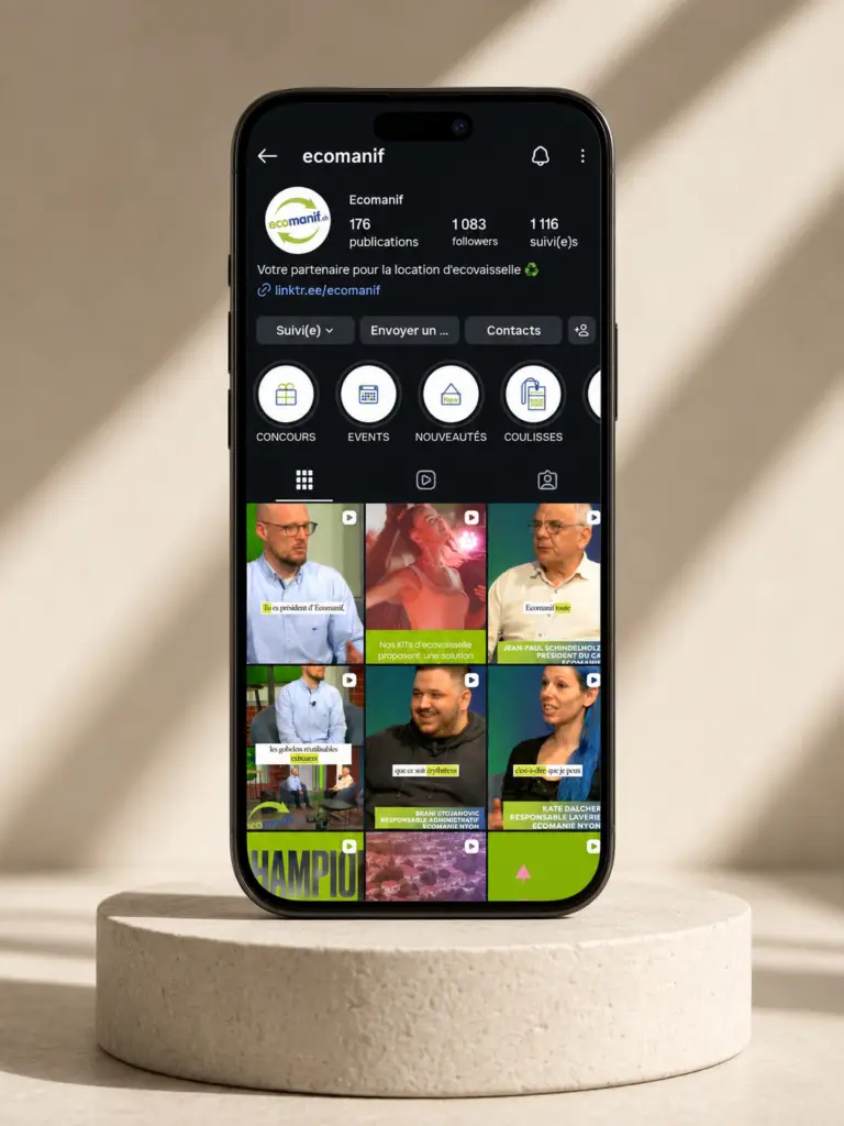 Aperçu du compte Instagram d’Ecomanif accompagné par PRIMAO