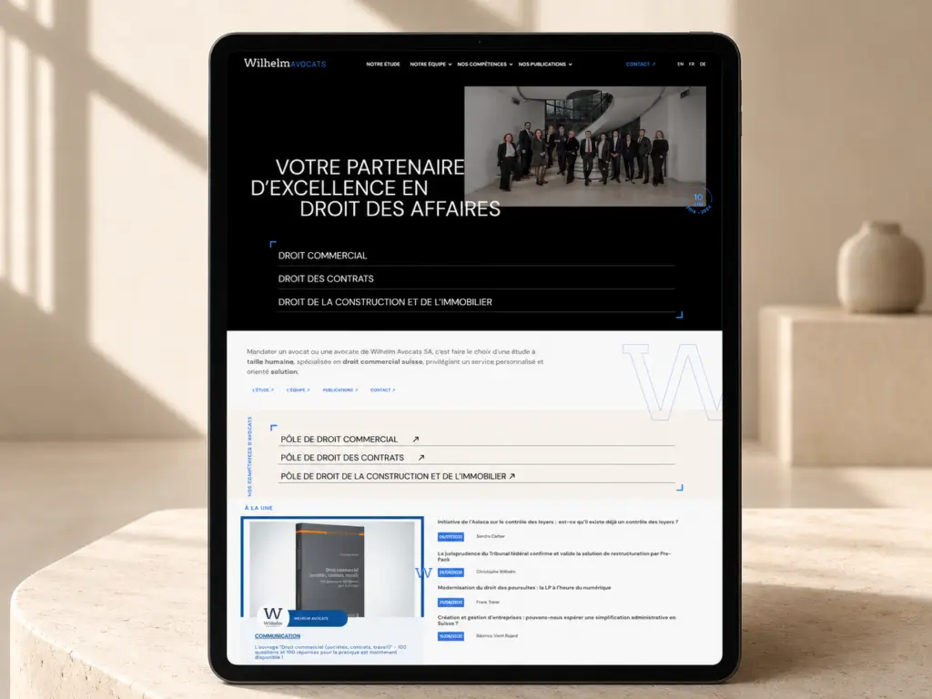 Aperçu du site multilingue de Wilhelm Avocats refondu et optimisé par PRIMAO