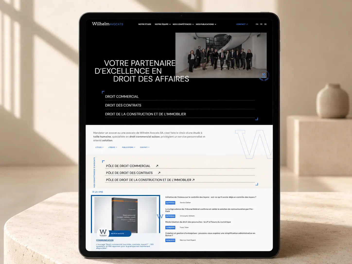 Aperçu du site multilingue de Wilhelm Avocats refondu et optimisé par PRIMAO