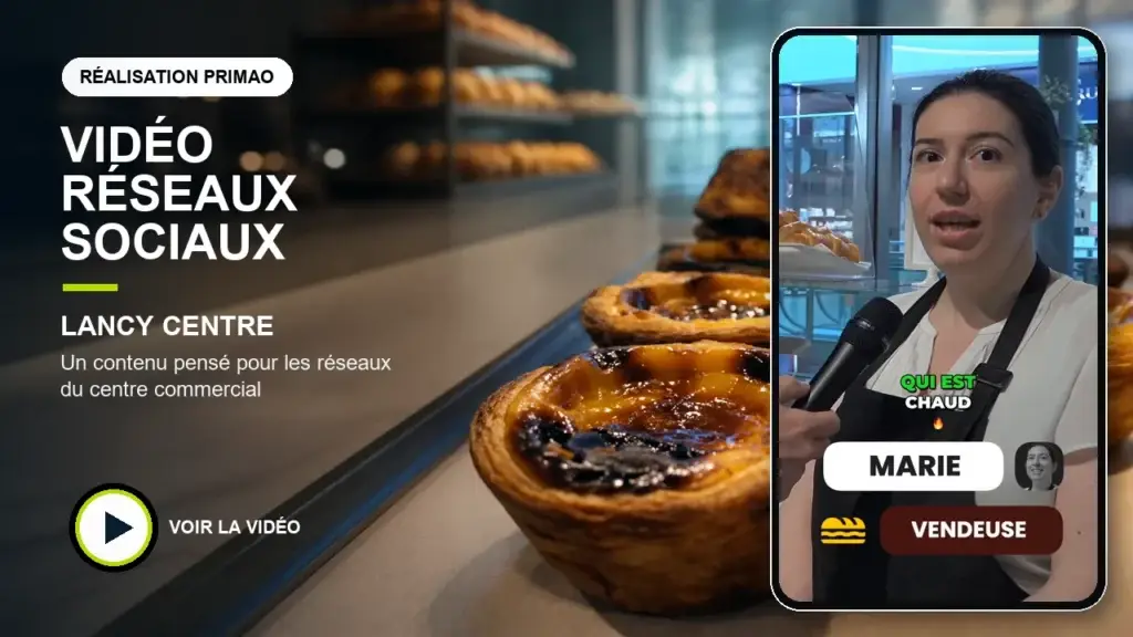Vendeuse de la Boulangerie du Centre interviewée dans une vidéo verticale pour Lancy Centre