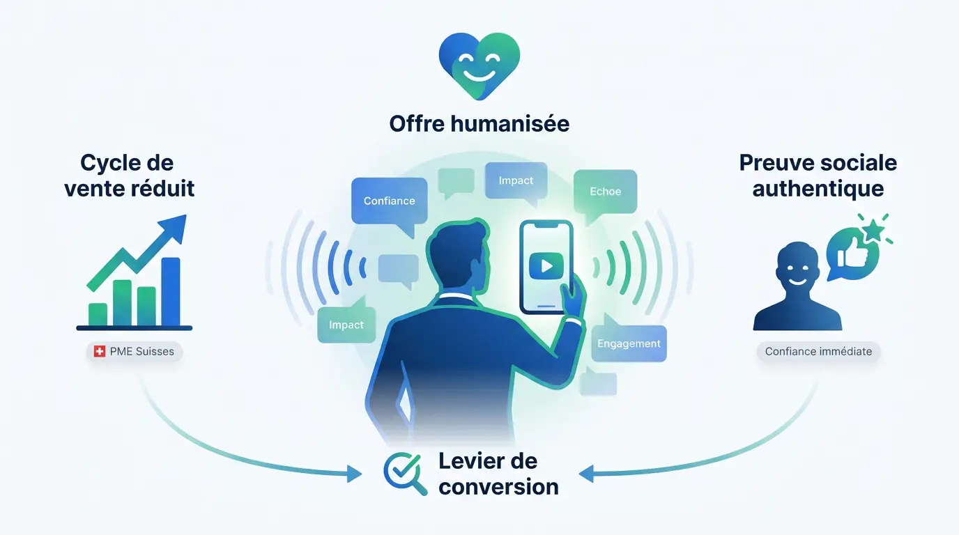 Témoignage client vidéo renforçant la confiance et la conversion commerciale