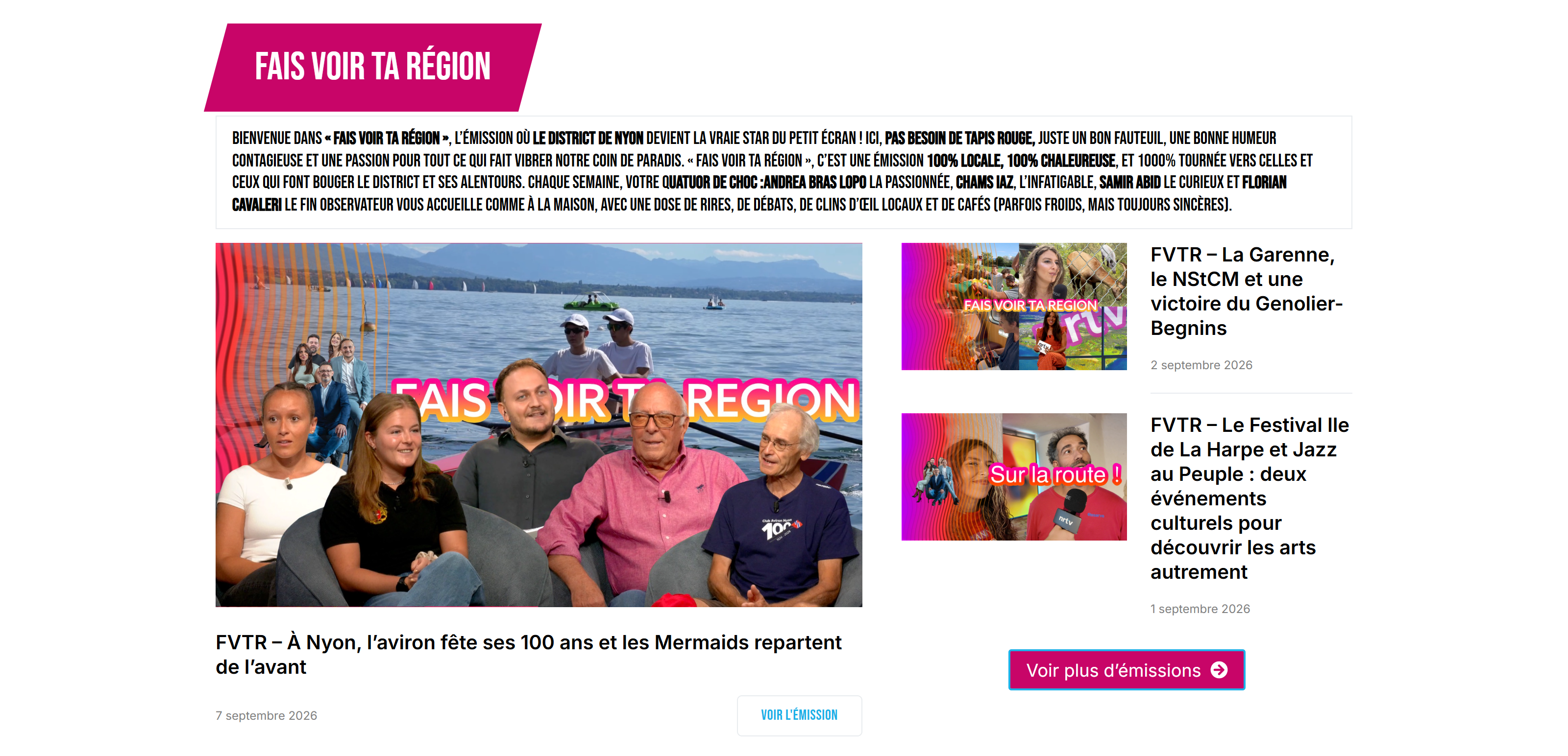 Fais voir ta région sur le site NRTV : visuel du dernier sujet consacré à la vie locale, titre et accès à l’émission.